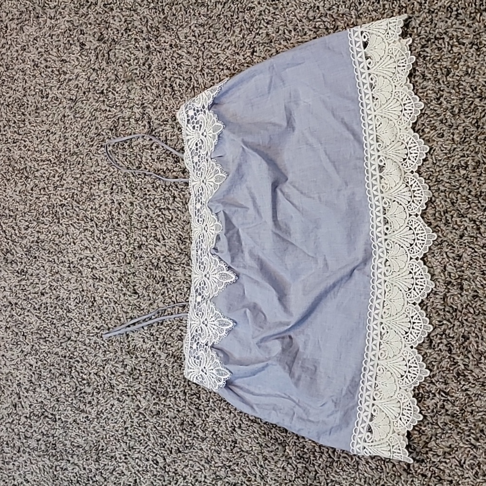 NWT EXPRESS chambray with lace detail 100% cotton tank